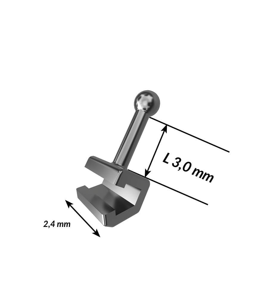 Klemmhäkchen mit Ball-Hook, lang (3,0 mm)